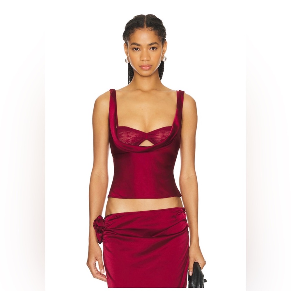 NWT Lioness Delilah Top in Burgundy, size S BRALETTE IS MISSING